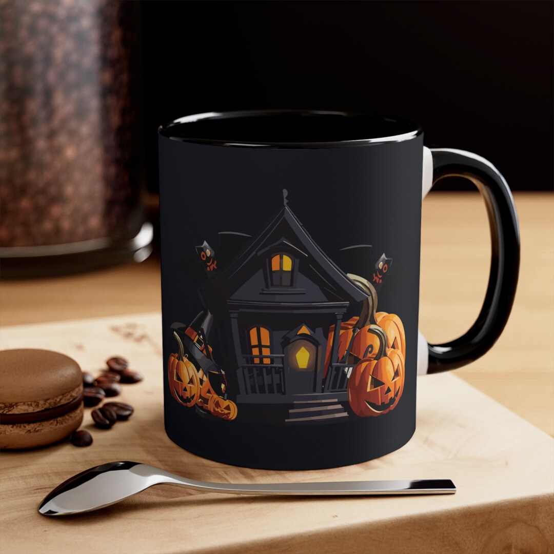Spooky House Halloween Tea Cups Custom Mugs Personalized Etsy