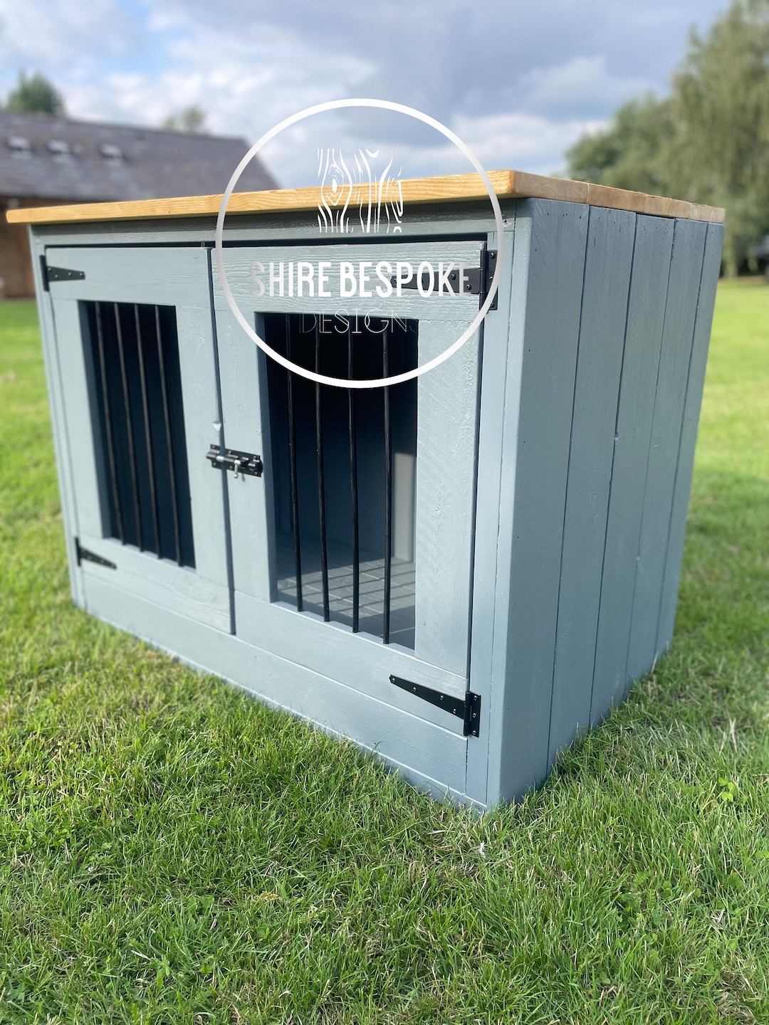 View of Bespoke Wooden Dog Crate - Etsy