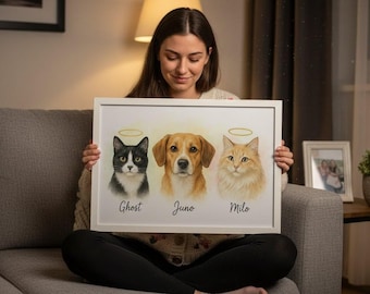 Portret trzech zwierząt w akwareli, potrójna sztuka zwierzęca (do pobrania w wersji cyfrowej)