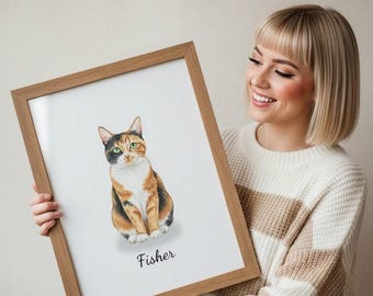 Retrato personalizado em aquarela do seu animal de estimação | Pintura personalizada de cachorro a partir de foto | Retrato digital de gato | Arte com foto do seu pet | Arte personalizada em memória do seu animal de estimação