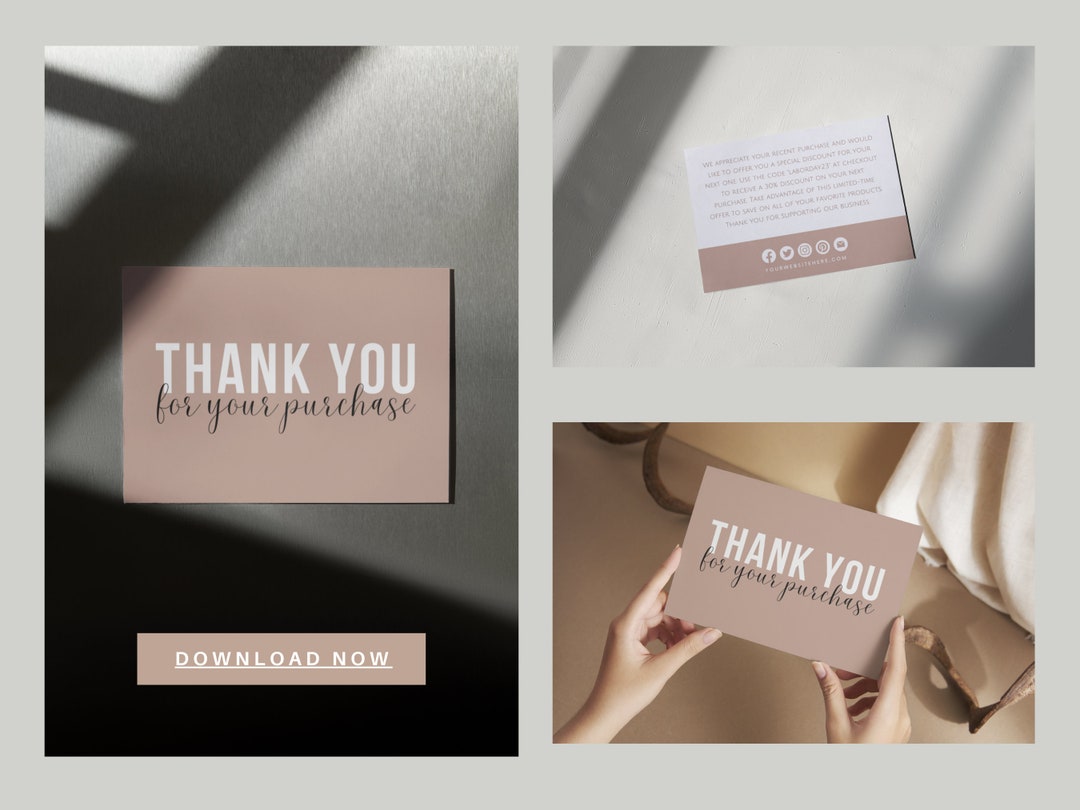 EDITABLE Thank You for Your Purchase, Editable Template, Insert Card ...