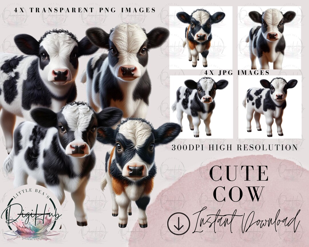 Cute Cow Watercolor Clipart - High Quality PNG JPG Format Images With ...