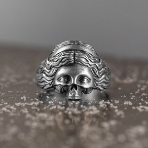 Mythology Ring For Men, Aphrodite Extraordinary Gothic Ring, Greek Skull Ring in Sterling Silver, Roman Mythology Men Ring