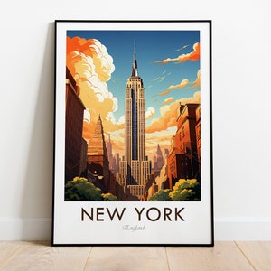New York, Vintage Style Travel Print, Wall Art, Home Decor, Wall Hanging, Art Lover, Gift Decor