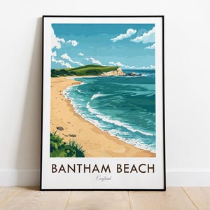 Bantham Beach, England, Vintage Style Travel Print, Wall Art, Home Decor, Wall Hanging, Art Lover, Gift Decor