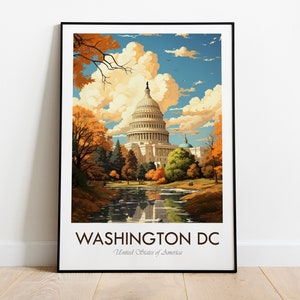 Washington DC, Capitol Hill, Capitol Building, Vintage Style Travel Print, Wall Art, Home Decor, Wall Hanging, Art Lover, Gift Decor