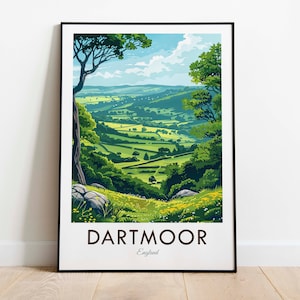 Dartmoor, England, Vintage Style Print, Wand Kunst, Wohnkultur, Wandbehang, Kunstliebhaber, Geschenk Dekor