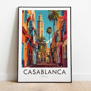 Casablanca, Marokko, Vintage Style Print, Wand Kunst, Wohnkultur, Wandbehang, Kunstliebhaber, Geschenk Dekor