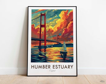 Humber Estuary, England, Vintage Style Travel Print, Wall Art, Home Decor, Wall Hanging, Art Lover, Gift Decor