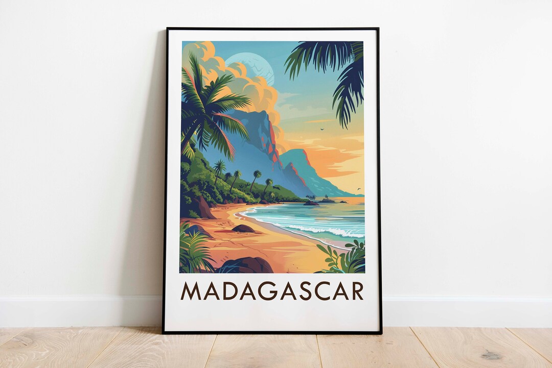 Madagascar, Vintage Style Travel Print, Wall Art, Home Decor, Wall ...