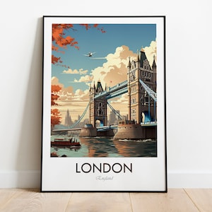 Tower Bridge, River Thames, London, Vintage Style Travel Print, Wall Art, Home Decor, Wall Hanging, Art Lover, Gift Decor