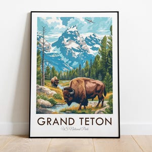Grand Teton National Park, USA, Vintage Style Reise Druck, Wand Kunst, Home Decor, Wandbehang, Kunst Liebhaber, Geschenk Dekor