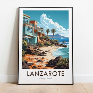 Lanzarote, Vintage Style Print, Wand Kunst, Wohnkultur, Wandbehang, Kunstliebhaber, Geschenk Dekor