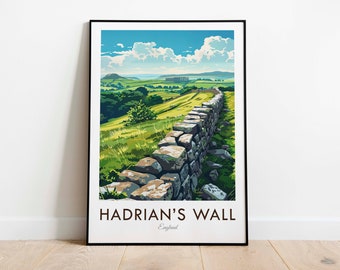 Hadrian's Wall, England, Vintage Style Travel Print, Wall Art, Home Decor, Wall Hanging, Art Lover, Gift Decor