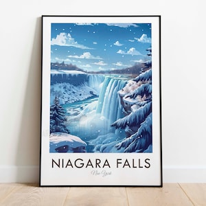 Wodospad Niagara, Nowy Jork, USA, Wydruk podróżny w stylu vintage, Sztuka ścienna, Wystrój domu, Zawieszka ścienna, Miłośnik sztuki, Dekoracja prezentów