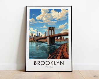Brooklyn Bridge Vintage Style Travel Poster Print