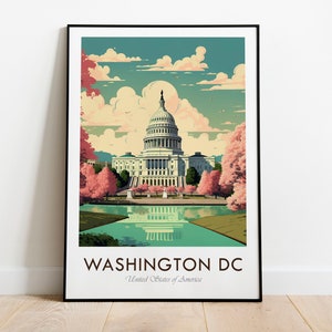Washington DC, Capitol Hill, Capitol Building, Vintage Style Travel Print, Wall Art, Home Decor, Wall Hanging, Art Lover, Gift Decor