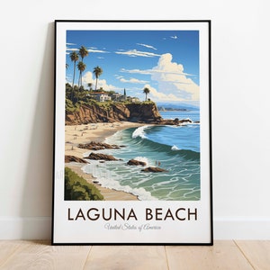 Laguna Beach, USA, Vintage Style Travel Print, Wall Art, Home Decor, Wall Hanging, Art Lover, Gift Decor