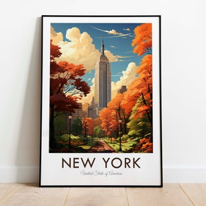 Central Park, New York, Vintage Style Travel Print, Wall Art, Home Decor, Wall Hanging, Art Lover, Gift Decor