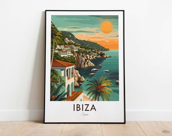 Ibiza, Spain, Vintage Style Travel Print, Wall Art, Home Decor, Wall Hanging, Art Lover, Gift Decor
