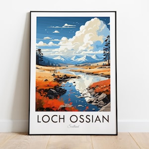 Loch Ossian, Scotland, Vintage Style Travel Print, Wall Art, Home Decor, Wall Hanging, Art Lover, Gift Decor
