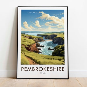 Pembrokeshire, Wales, Vintage Style Travel Print, Wall Art, Home Decor, Wall Hanging, Art Lover, Gift Decor