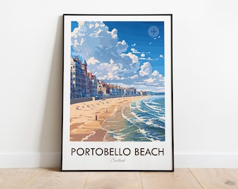 Portobello Beach, Scotland, Vintage Style Travel Print, Wall Art, Home Decor, Wall Hanging, Art Lover, Gift Decor
