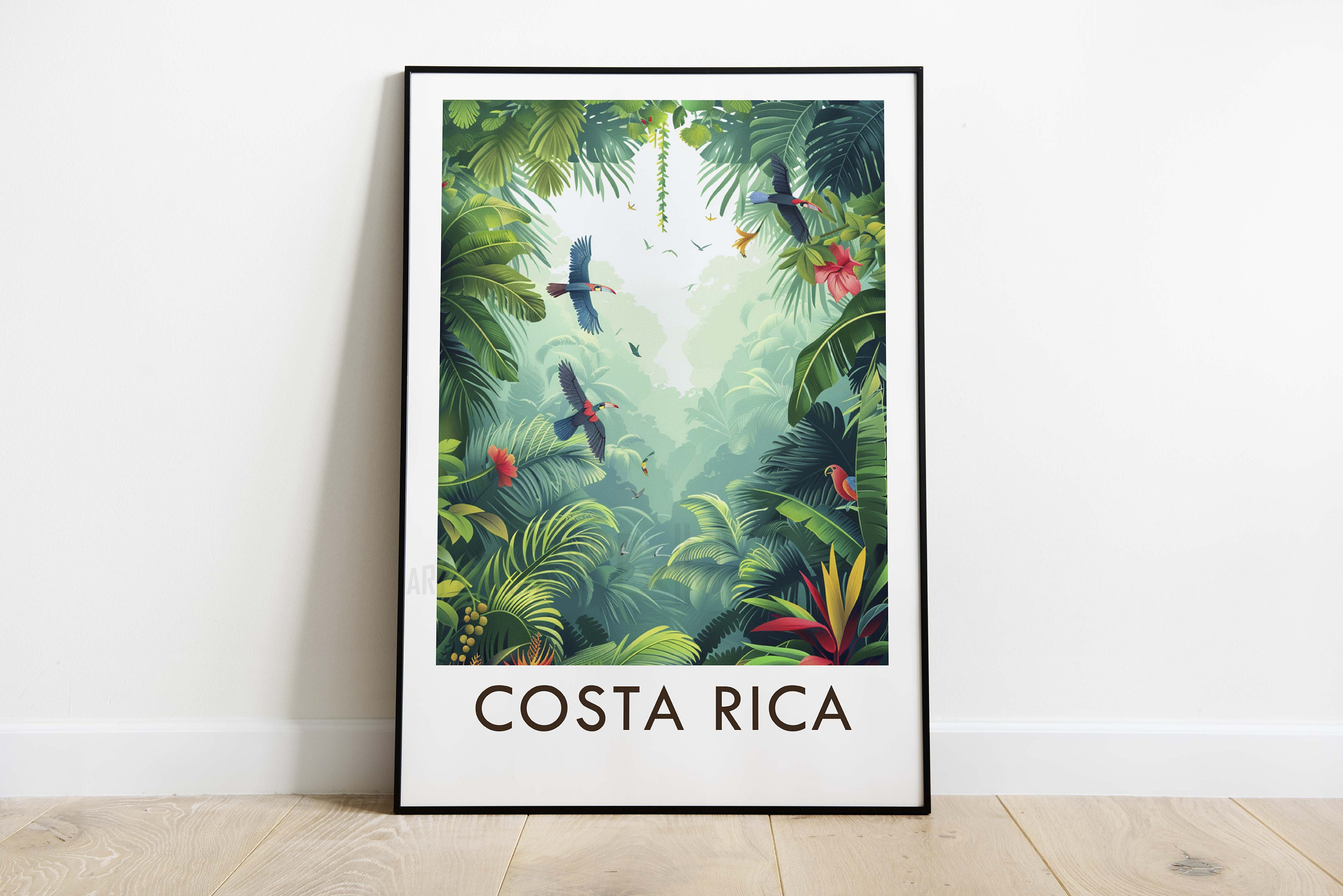 Costa Rica, Rainforest, Vintage Style Travel Print, Wall Art, Home Decor, Wall Hanging, Art Lover, Gift Decor