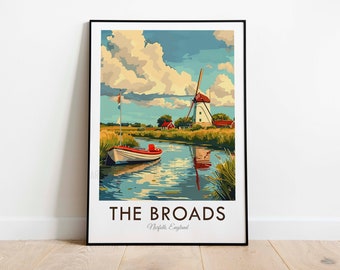 Norfolk Broads Vintage Travel Print: England Wall Art