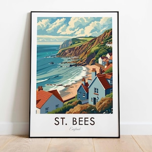 St. Bees, England, Vintage Style Travel Print, Wall Art, Home Decor, Wall Hanging, Art Lover, Gift Decor