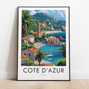 Côte d'Azur, Grande Muraille de Chine, impression de voyage de style vintage, art mural, décoration d'intérieur, tenture murale, amateur d'art, cadeau déco