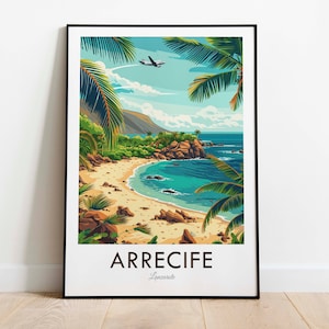 Arrecife Lanzarote Vintage-Stil Reise Druck Wand Kunst Wohnkultur Kunst Liebhaber Geschenk Gerahmt oder ungerahmt mehrere Größen Archival Matte Papier