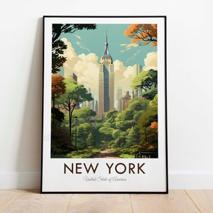 Central Park, New York, Vintage Style Travel Print, Wall Art, Home Decor, Wall Hanging, Art Lover, Gift Decor
