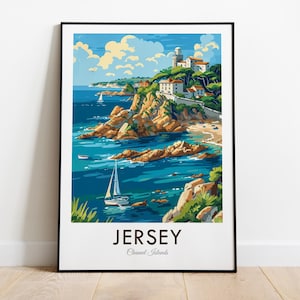 Guernsey, Islas del Canal, Impresión de viaje de estilo vintage, Arte de pared, Decoración del hogar, Tapiz de pared, Amante del arte, Decoración de regalos