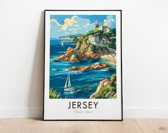 Guernsey, Channel Islands, Vintage Style Travel Print, Wall Art, Home Decor, Wall Hanging, Art Lover, Gift Decor
