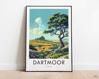 Dartmoor, England, Vintage Style Travel Print, Wall Art, Home Decor, Wall Hanging, Art Lover, Gift Decor