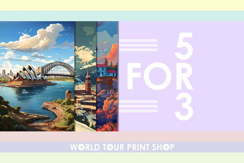 a picture of a city with a bridge and the words world tour print shop