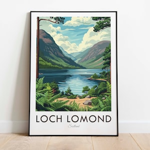 Loch Lomond, Scotland, Vintage Style Travel Print, Wall Art, Home Decor, Wall Hanging, Art Lover, Gift Decor
