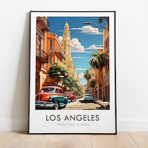 Vintage Los Angeles, Vintage Style Travel Print, Wall Art, Home Decor, Wall Hanging, Art Lover, Gift Decor