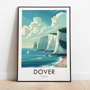 White Cliffs, Dover, England, Vintage Style Travel Print, Wall Art, Home Decor, Wall Hanging, Art Lover, Gift Decor