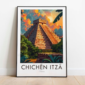 Chichén Itzá, Mexico, Vintage Style Travel Print, Wall Art, Home Decor, Wall Hanging, Art Lover, Gift Decor