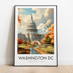 Washington DC, Capitol Hill, Capitol Building, Vintage Style Travel Print, Wall Art, Home Decor, Wall Hanging, Art Lover, Gift Decor