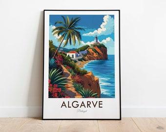 Algarve, Portugal, Vintage Style Travel Print, Wall Art, Home Decor, Wall Hanging, Art Lover, Gift Decor