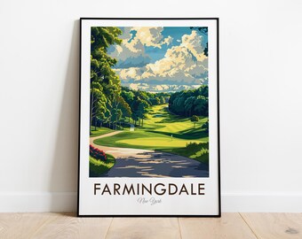 Farmingdale, Golf Course, New York, USA, Vintage Style Travel Print, Wall Art, Home Decor, Wall Hanging, Art Lover, Gift Decor