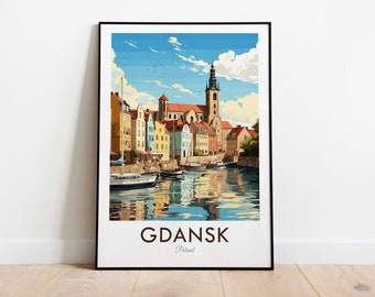 Gdansk, Vintage Style Travel Print, Wall Art, Home Decor, Wall Hanging, Art Lover, Gift Decor