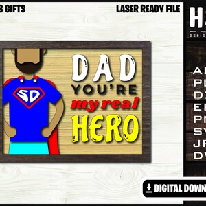 Dad Hero Gift, Fathers Day Digital File, Fathers Gift, Super Dad, SVG Ai DXF DWG,  Dad my superhero, Laser Cut Digital Download only
