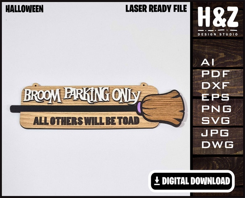 Witch Broom Parking Sign, Parking Sign, Halloween, Trick or Treat, SVG ...