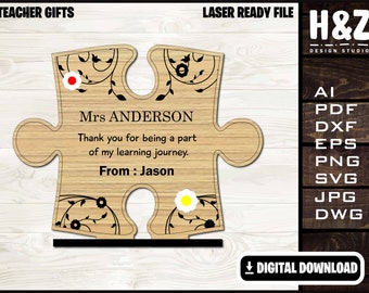 Teacher Puzzle Digital File, Teachers Gift, Teachers Appreciation, SVG Ai DXF DWG,  Fully Customizable, Laser Cut  Digital Download only