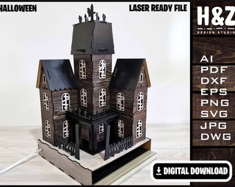 Haunted Mansion House lamp, Horror, Halloween, house lamp, SVG Ai DXF DWG, Fully Customizable, Lasercut ready, Digital Download only