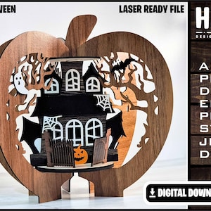 Haunted Pumpkin House, Horror, Halloween, Mansion, Trick or treat, SVG Ai DXF DWG, Fully Customizable, Lasercut ready, Digital Download only